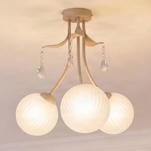 Milagro Lighting Stropné svietidlo Celeste, farba taupe, Ø 40 cm, kov, 3-pl., Mosadz / zlato, Obývacia izba / jedáleň, kov, Stropné svetlo