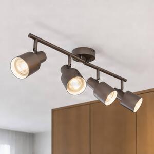 Lindby Stropné bodové svetlo Ovelia, hnedý, 80 cm, 4-pl., E27, Hnedá / hrdzavá, Obývacia izba / jedáleň, kov, Moderný, Stropné svetlo