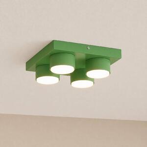 TK Lighting Stropné svietidlo Brix, zelené, dĺžka 23 cm, 4-pl., GX53, Zelená, Obývacia izba / jedáleň, kov, Moderný, Stropné svetlo