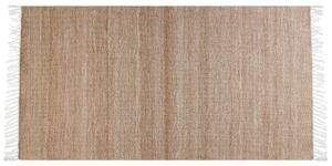 Koberec béžový recyklovaný syntetický materiál 80 x 150 cm so strapcami interiér exteriér