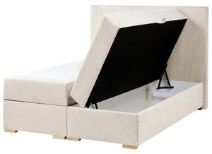 Kontinentálna posteľ s úložným priestorom svetlobéžová 120 x 200 cm látkové čalúnenie moderný štýl