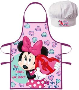 Dievčenská zástera s kuchárskou čiapkou Minnie Mouse s bonboniérou