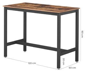 Vasagle Barový stôl Cleo, Rustikálna Hnedá, Čierna