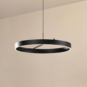 Lucande LED závesné svietidlo Rovan, Ø 60 cm, čierna, stmievateľné, Čierna, Obývacia izba / jedáleň, kov, Moderný
