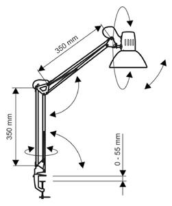 LED svietidlo MAULstudy, biele, oceľ, výška 44 cm, E27, Biela / opálová, Pracovňa / Kancelária, kov, Lampa s klipom/do zásuvky