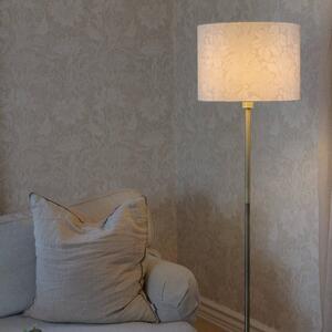 Stojacia lampa Amy, béžová/zlatá, výška 150 cm, textil, E27, Krémová / jantárovo žltá, Obývacia izba / jedáleň, Textil / látka / hodváb, Stojaca lampa