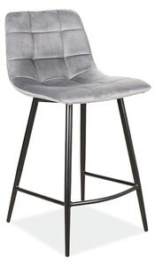 Sivá barová stolička MILA VELVET s čiernymi nohami