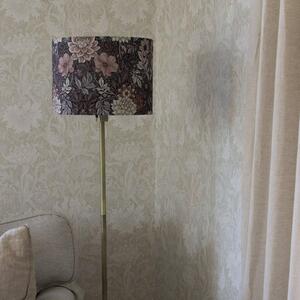 Stojacia lampa Amy, Dahlia hnedá/zlatá, výška 150 cm, textil, E27, Hnedá / hrdzavá, Obývacia izba / jedáleň, Textil / látka / hodváb, Stojaca lampa
