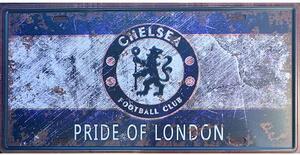 Ceduľa značka Chelsea Football Club 30,5cm x 15,5cm Plechová tabuľa