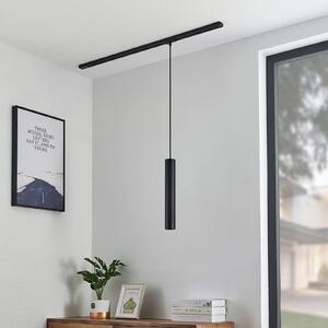 Závesné svietidlo Lindby Linaro, 40 cm, čierne, 1-fázové, GU10, Čierna, Obývacia izba / jedáleň, kov, Moderný, Koľajnicový systém