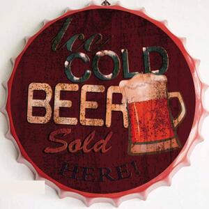 Ceduľa vrchnák Ice Cold Beer Sold Here 35x35cm