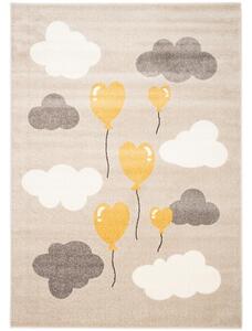 Detský kusový koberec Žlté balóniky béžový 133x190cm