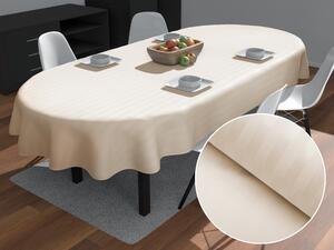 Biante Damaškový oválny obrus Atlas Grádl DM-016 Krémový - pásiky 2 cm 60x100 cm