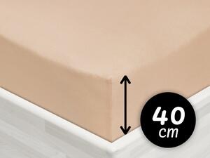 Jersey napínacie prestieradlo na extra vysoký matrac JR-033 Béžové 200 x 200 - výška 40 cm