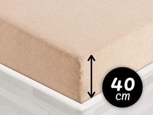 Froté napínacie prestieradlo na extra vysoký matrac FR-033 Béžové 200 x 200 - výška 40 cm