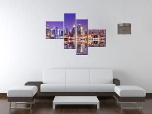 Gario 4 dielny obraz na plátne Osvetlený Manhattan Veľkosť: 120 x 70 cm