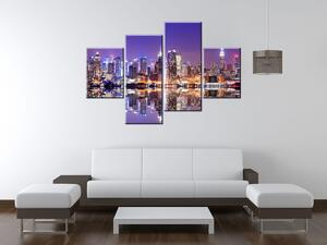 Gario 4 dielny obraz na plátne Osvetlený Manhattan Veľkosť: 120 x 70 cm