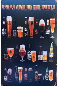Ceduľa Beers Around The World 3 30cm x 20cm Plechová tabuľa