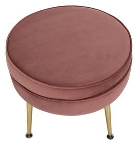 Kondela Luxusný taburet, ružová Velvet látka/chróm zlatý, Art-deco, NOBLIN NEW TYP 1