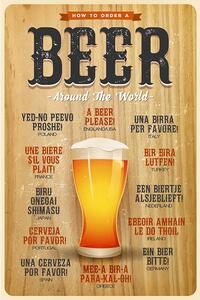 Ceduľa Beer Arount The World 40 x 30 cm Plechová tabuľa