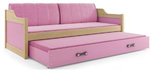 BMS Detská posteľ s prístelkou DAWID | borovica 90 x 200 cm Farba: Ružová