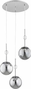 Luster na lanku ARVENA 3xE14/10W/230V lesklý chróm/čierna/dymová