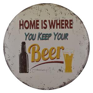 Ceduľa Home Is Where Beer 30x30 cm Plechová tabuľa