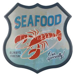 Ceduľa Seafood štít 30x30 cm Plechová tabuľa