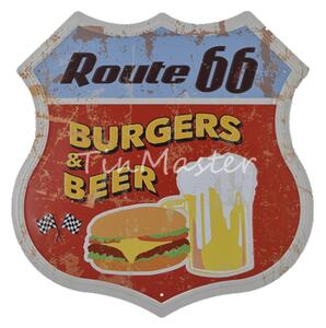 Retro Cedule Ceduľa Route 66 Burgers & Beer štít