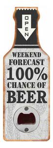 Ceduľa Otvárač na fľaše Open - Weekend Forecast 100% Chance Of Beer 20x7x1 cm
