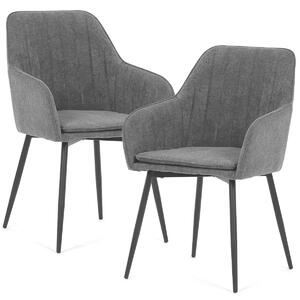 Súprava jedálenských polstrovaných stoličiek 2 ks, sivá, 53 x 80 x 62 cm