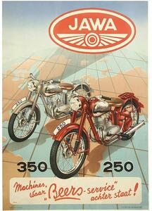 Ceduľa JAWA 350 a 250 - historická motorka 40cm x 30cm Plechová tabuľa