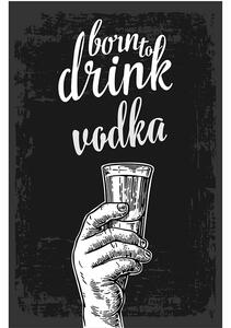 Ceduľa Born to Drink Vodka 40 x 30 cm Plechová tabuľa