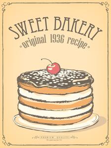 Ceduľa Premium Quality - Sweet Bakery original 1936 recipe 30cm x 20cm Plechová tabuľa