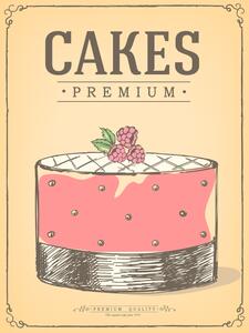 Ceduľa Premium Quality - Cakes Premium 30cm x 20cm Plechová tabuľa