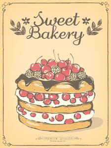 Ceduľa Premium Quality - Sweets Bakery 30cm x 20cm Plechová tabuľa