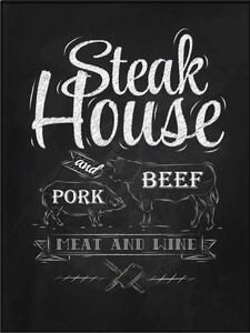 Ceduľa Steak House 30cm x 20cm Plechová tabuľa