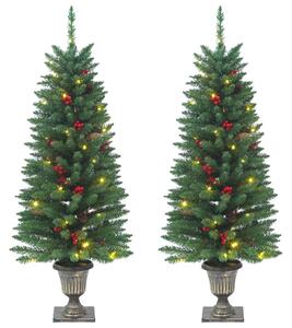 Umelé vianočné stromčeky 2 ks 100 LED zelené 120 cm