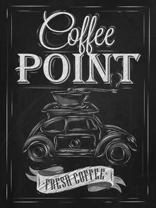 Ceduľa Coffee Point 30cm x 20cm Plechová tabuľa