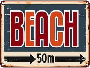 Ceduľa Beach 30cm x 20cm Plechová tabuľa