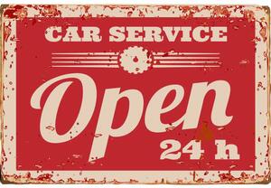 Retro Cedule Ceduľa Car Service Open 24h