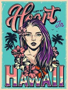 Ceduľa Tattoo - Heart Hawaii 30cm x 20cm Plechová tabuľa