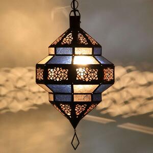 Orientálna závesná lampa Maha modro-biela