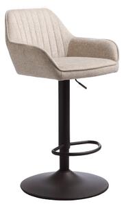 Béžová čalúnená barová stolička s nastaviteľnou výškou/s podrúčkami (výška sedadla 65 cm) Nolan – Unique Furniture