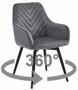 Otočné jedálenské kreslo NANA360 VELVET, tmavosivé