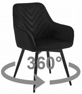 Otočné jedálenské kreslo NANA360 VELVET, čierne