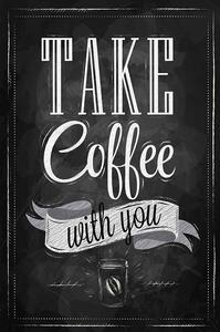 Ceduľa Take Coffee with you Vintage style 30cm x 20cm Plechová tabuľa