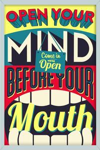 Ceduľa Motivačné tabuľky - Open Your Mind Vintage style 30cm x 20cm Plechová tabuľa