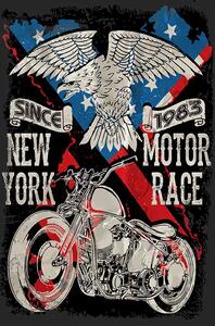 Ceduľa New York - Motor Race Vintage style 30cm x 20cm Plechová tabuľa