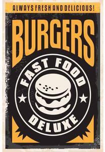 Ceduľa Burgers - Fast Food 40 x 30 cm Plechová tabuľa